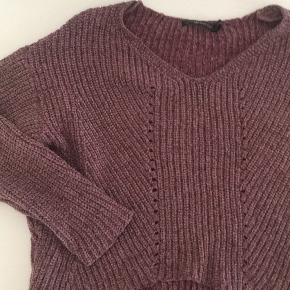 Mauve chenille cropped sweater